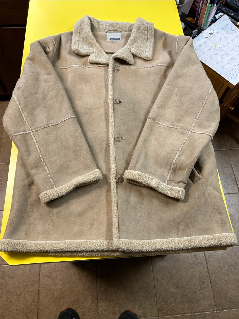Point Zero Tan Suede Jacket with Cream Sherpa Lining